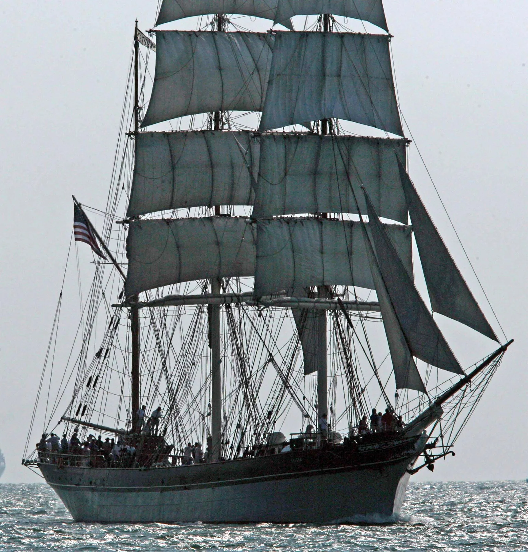 The tall ship ELISSA sailing into Port Galveston
