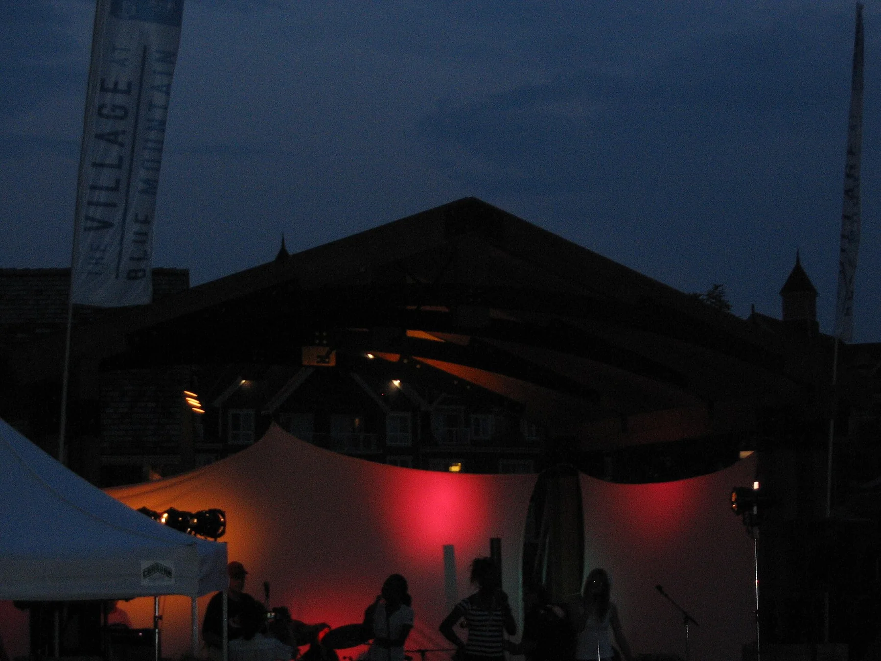 A band performing at an outdoor concert