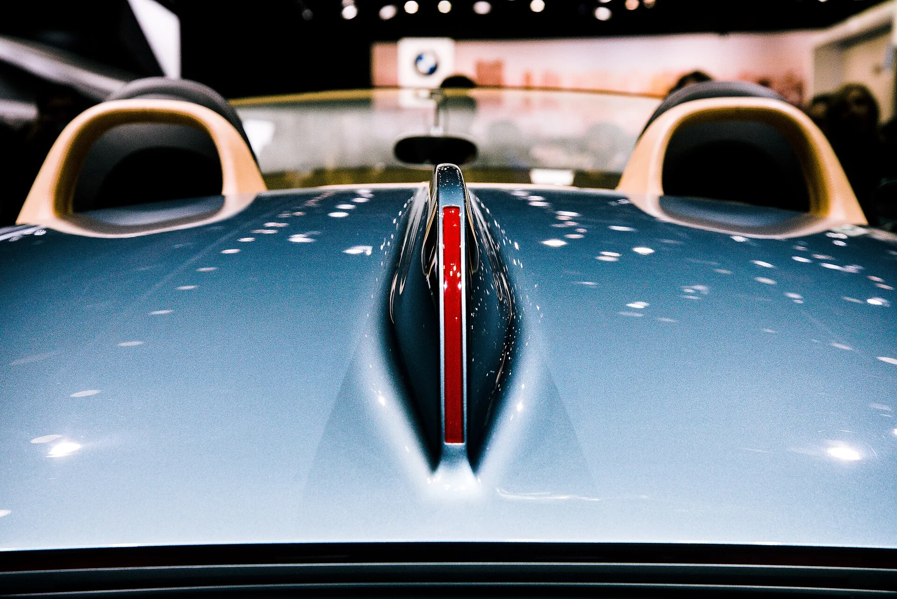 Close view of a colorful classic convertible