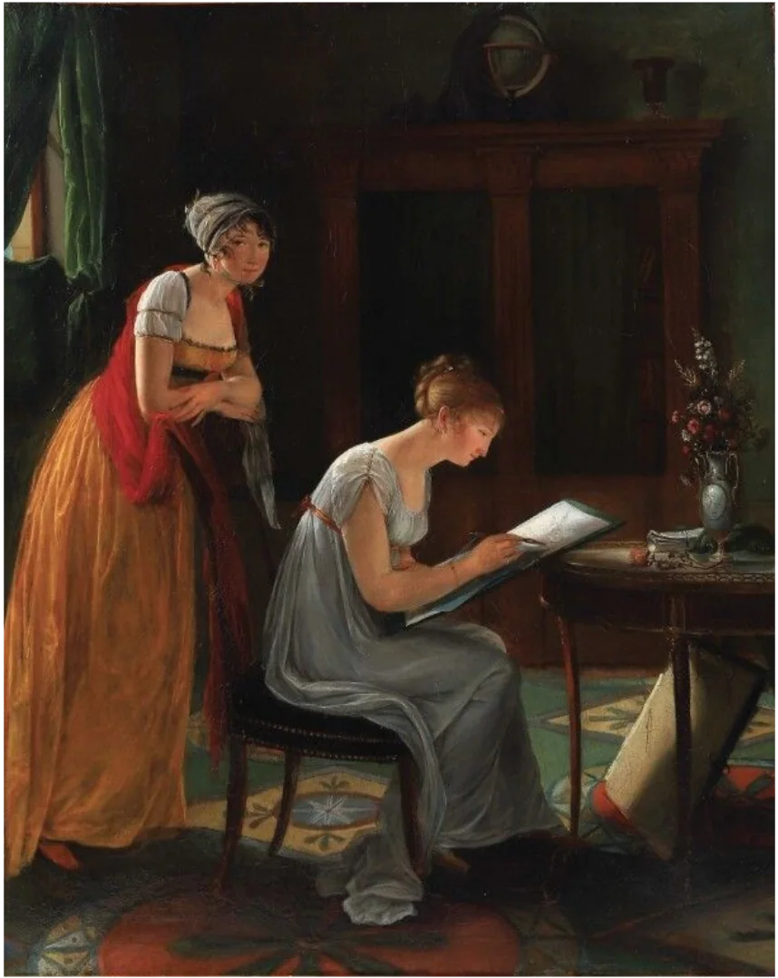 A nineteenth-century artist giving a drawing lesson