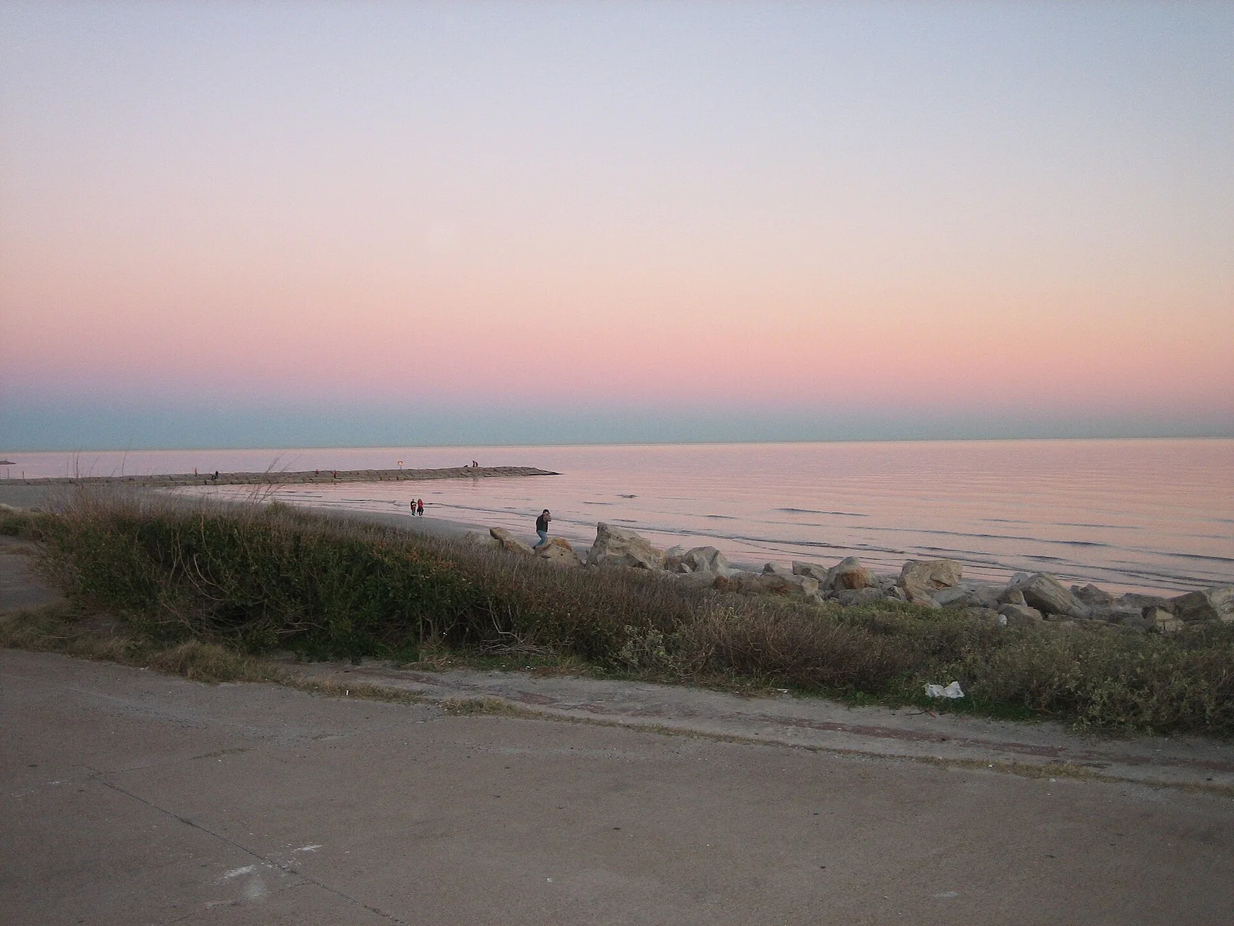 The beach at sunset in Galveston