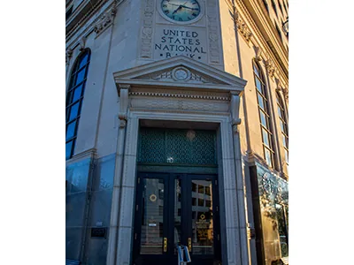 Historical and restored view of the United States National Bank building, view 2