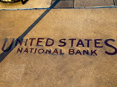 Historical and restored view of the United States National Bank building, view 9