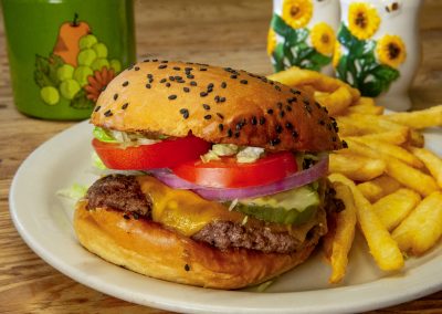 Cheeseburger at the Best Brunch spot in Galveston: The Sunflower Bakery & Cafe